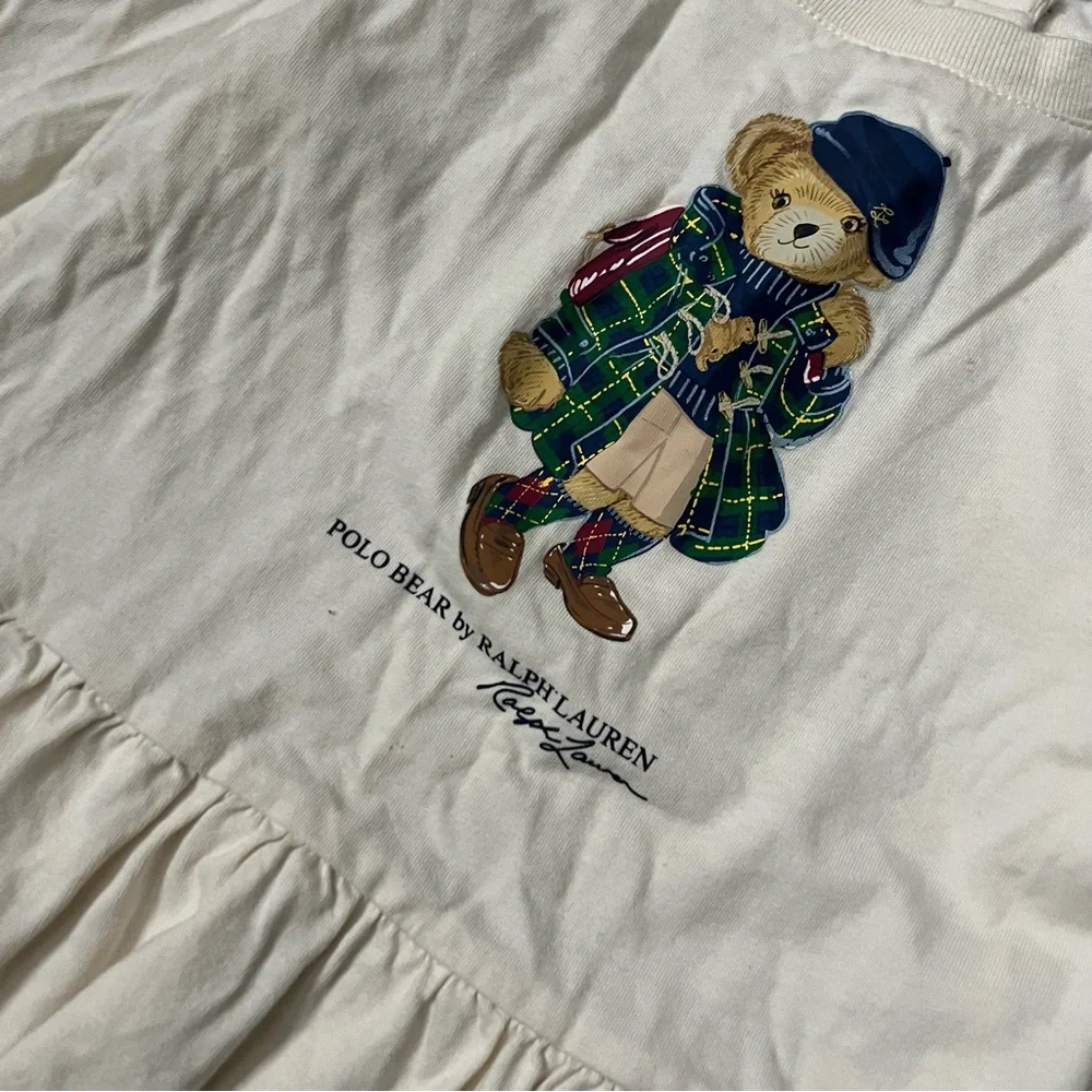 RALPH LAUREN Polo Bear Jersey Top Long Sleeve Ivory 24 months
